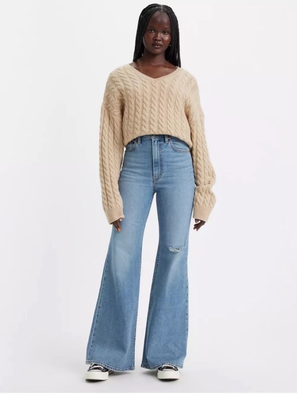 Levi’s Ribcage Bell raw hem jeans 29 high rise waist denim